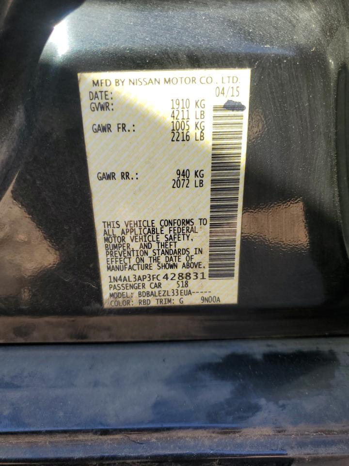 2015 Nissan Altima VIN 1N4AL3AP3FC428831 Copart auction photo, side damage thumbnail 14