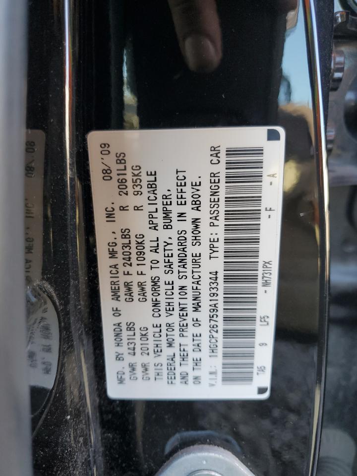 2009 Honda Accord VIN 1HGCP26759A193344 Copart auction photo, rear end / front end damage thumbnail 13