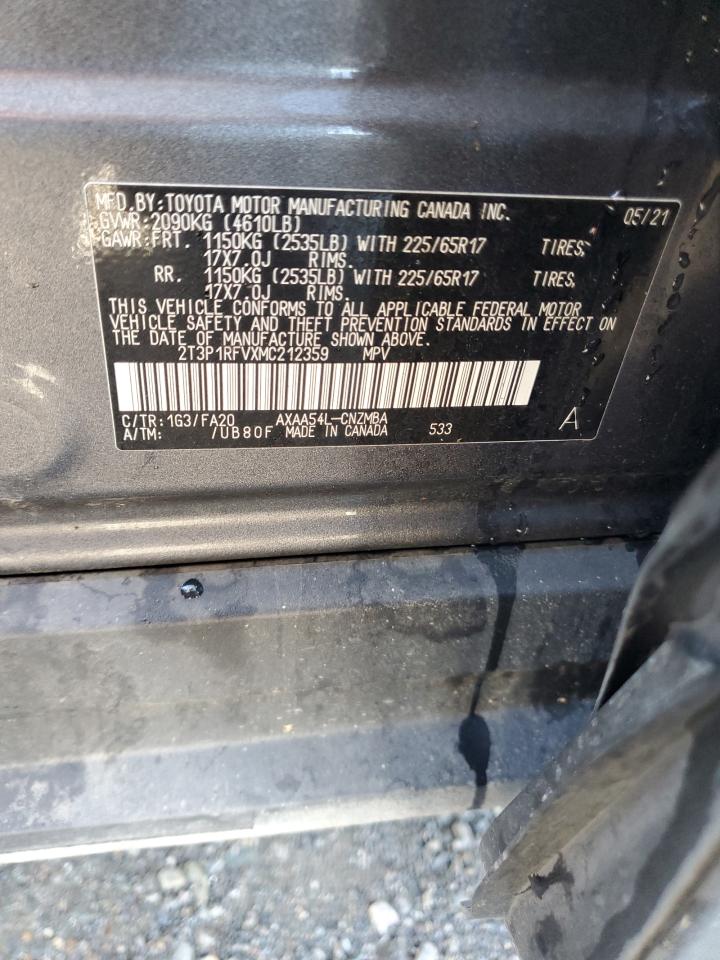 2021 Toyota RAV 4 VIN 2T3P1RFVXMC212359 Copart auction photo, front end damage thumbnail 13