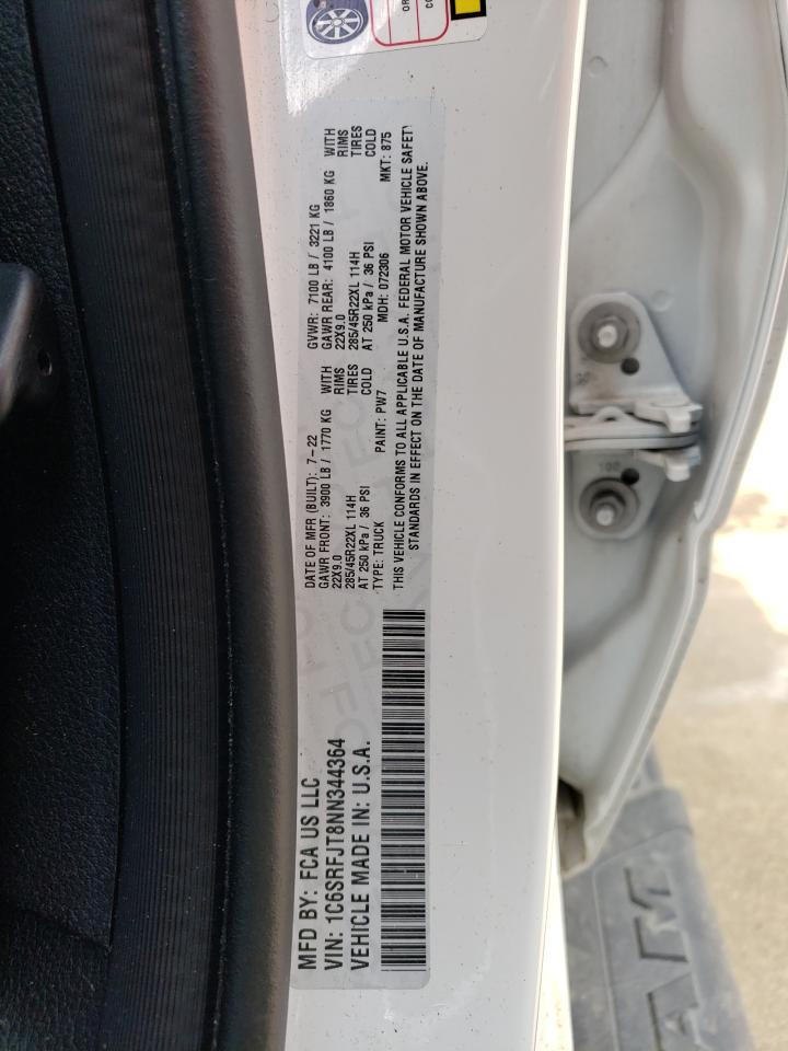 2022 Acura EL VIN 1C6SRFJT8NN344364 Copart auction photo, front end / side damage thumbnail 12
