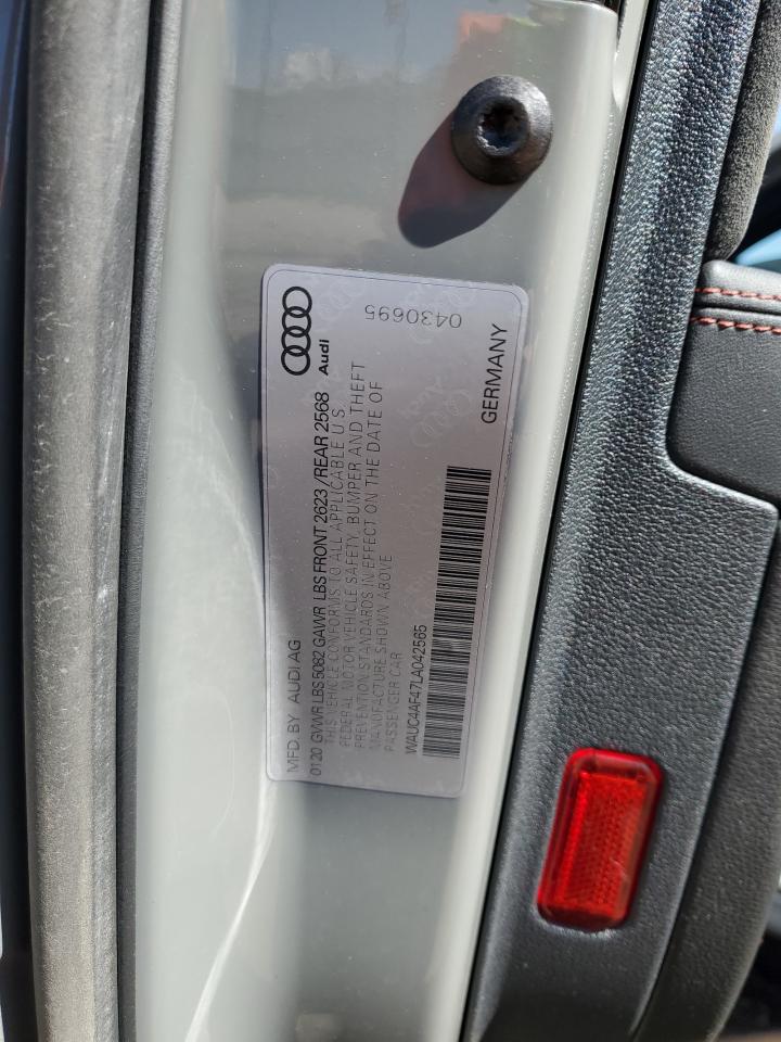 2020 Audi RS4 VIN WAUC4AF47LA042565 Copart auction photo, side / front end damage thumbnail 13
