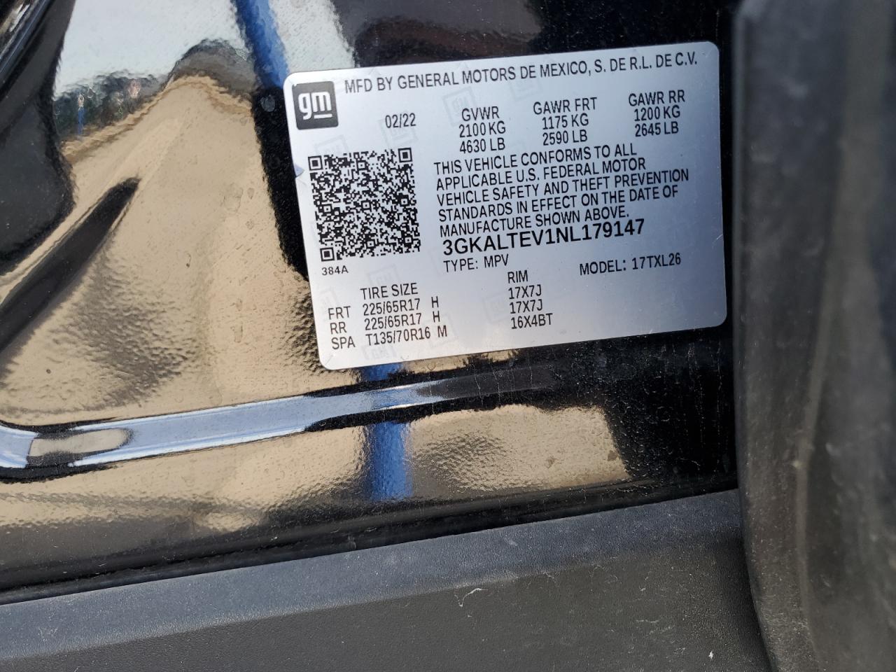 2022 GMC Terrain VIN 3GKALTEV1NL179147 Copart auction photo, all over damage thumbnail 14