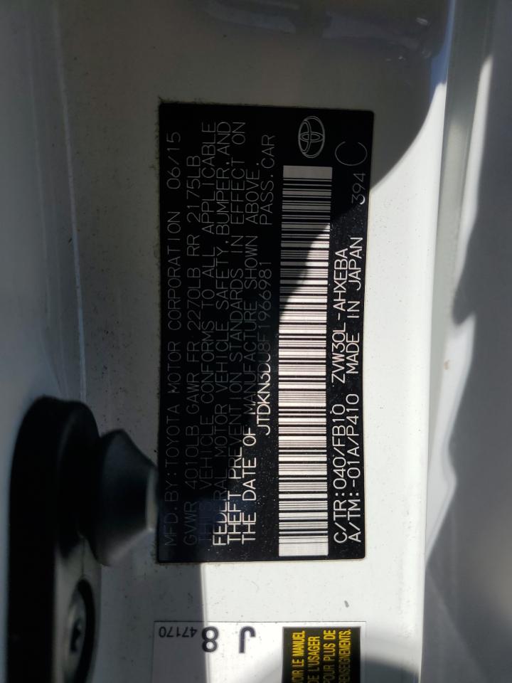 2015 Toyota Prius VIN JTDKN3DU8F1966981 Copart auction photo, rear end damage thumbnail 13