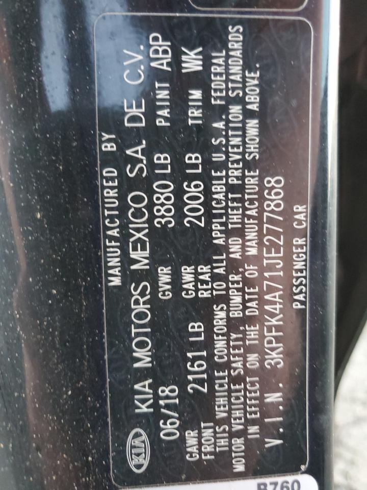 2018 KIA Forte VIN 3KPFK4A71JE277868 Copart auction photo, top/roof damage thumbnail 12