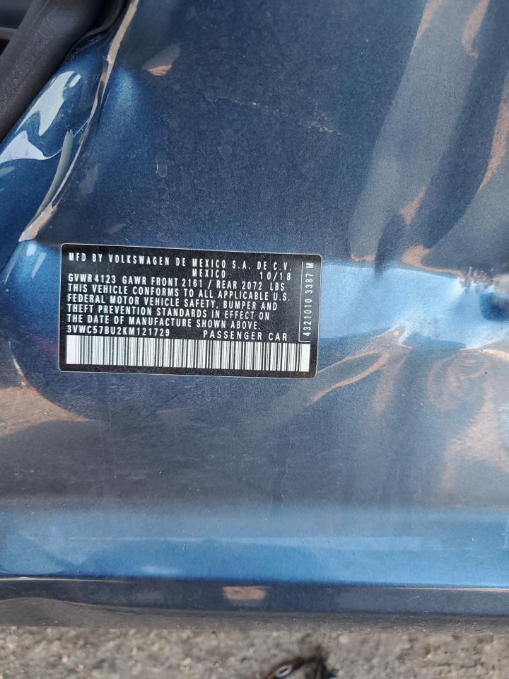 2019 Volkswagen Jetta VIN 3VWC57BU2KM121729 Copart auction photo, side damage thumbnail 14