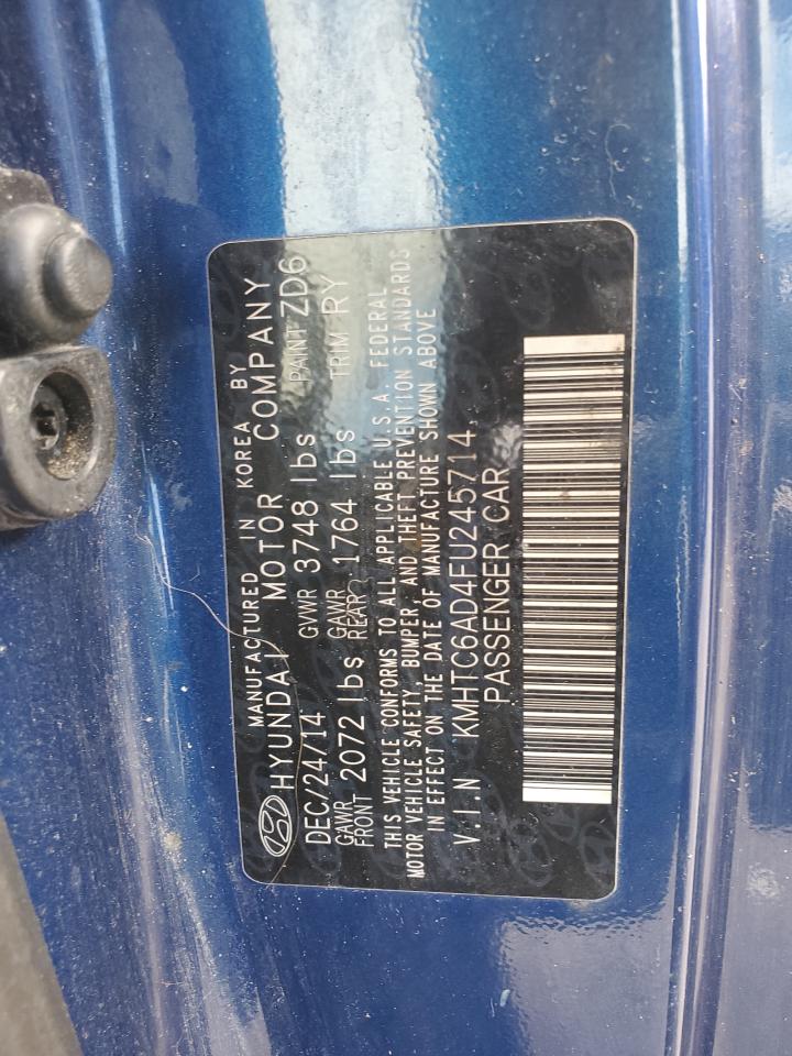 2015 Hyundai Veloster VIN KMHTC6AD4FU245714 Copart auction photo, minor dent/scratches damage thumbnail 12