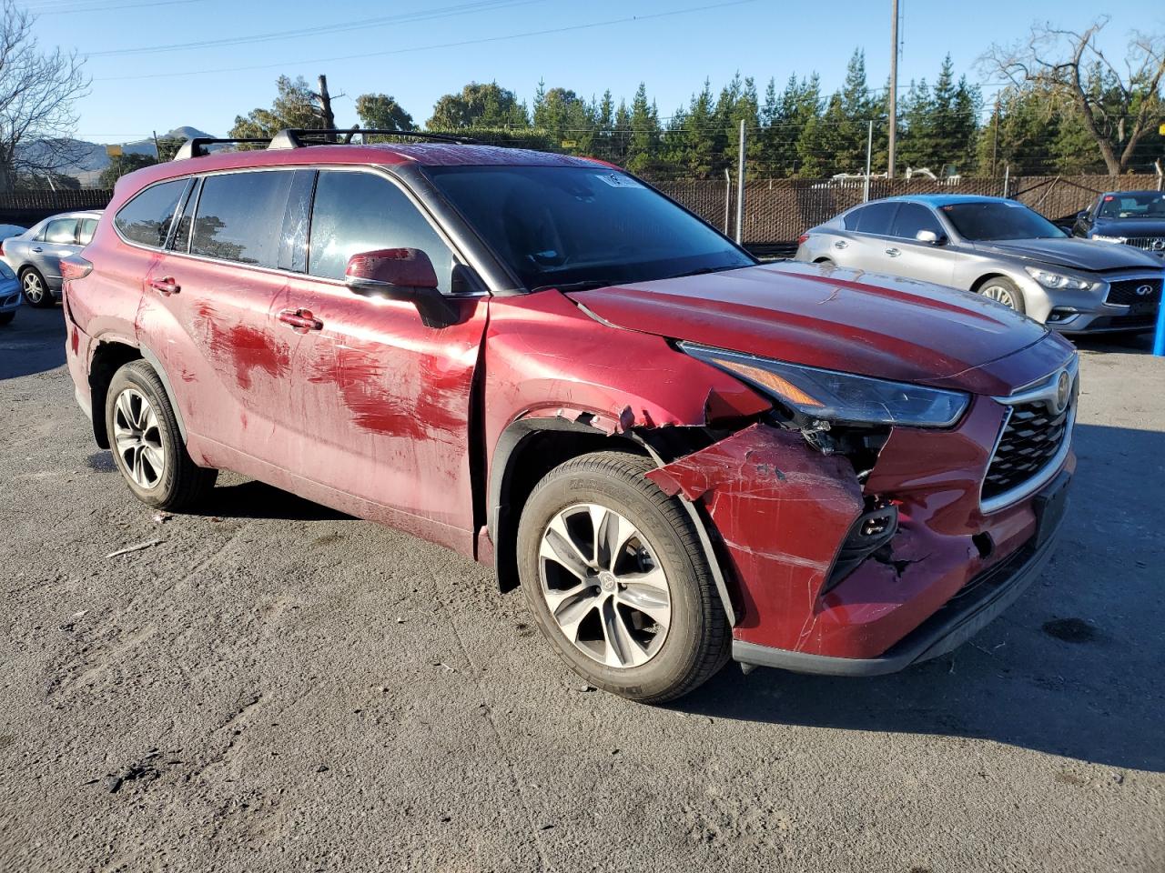 2022 Toyota Highlander VIN 5TDBZRBH6NS178828 Copart auction photo, front end / side damage thumbnail 4
