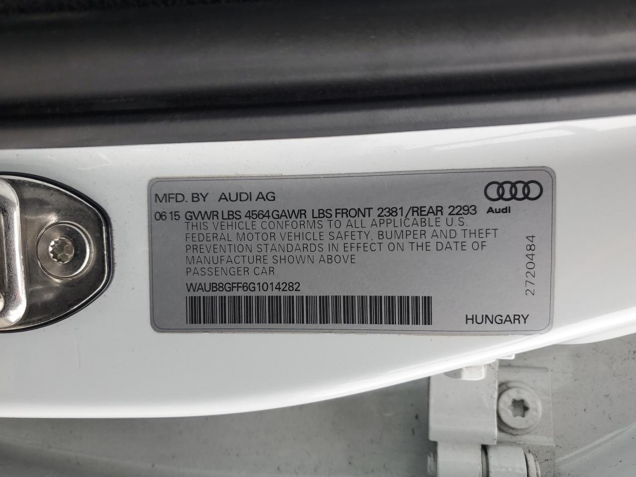 2016 Audi A3 VIN WAUB8GFF6G1014282 Copart auction photo, normal wear / side damage thumbnail 12