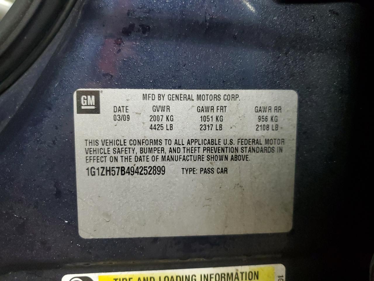 2009 Chevrolet Malibu VIN 1G1ZH57B494252899 Copart auction photo, front end / minor dent/scratches damage thumbnail 13
