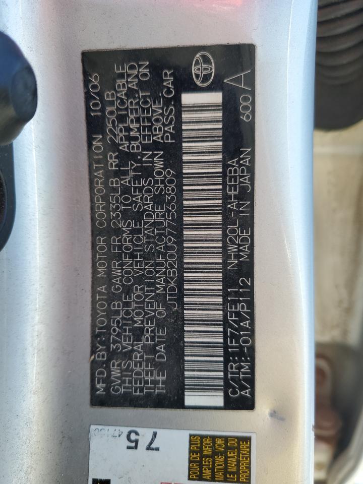 2007 Toyota Prius VIN JTDKB20U977563809 Copart auction photo, front end damage thumbnail 13