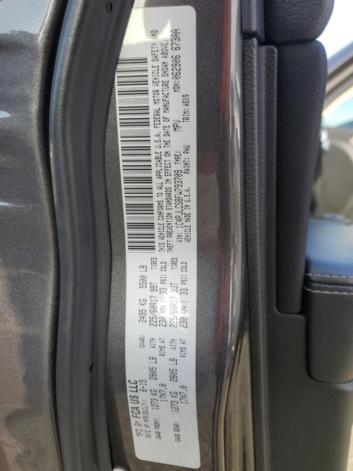 2015 Jeep Grand Cherokee VIN 1C4PJLCS8FW793709 Copart auction photo, front end / side damage thumbnail 15