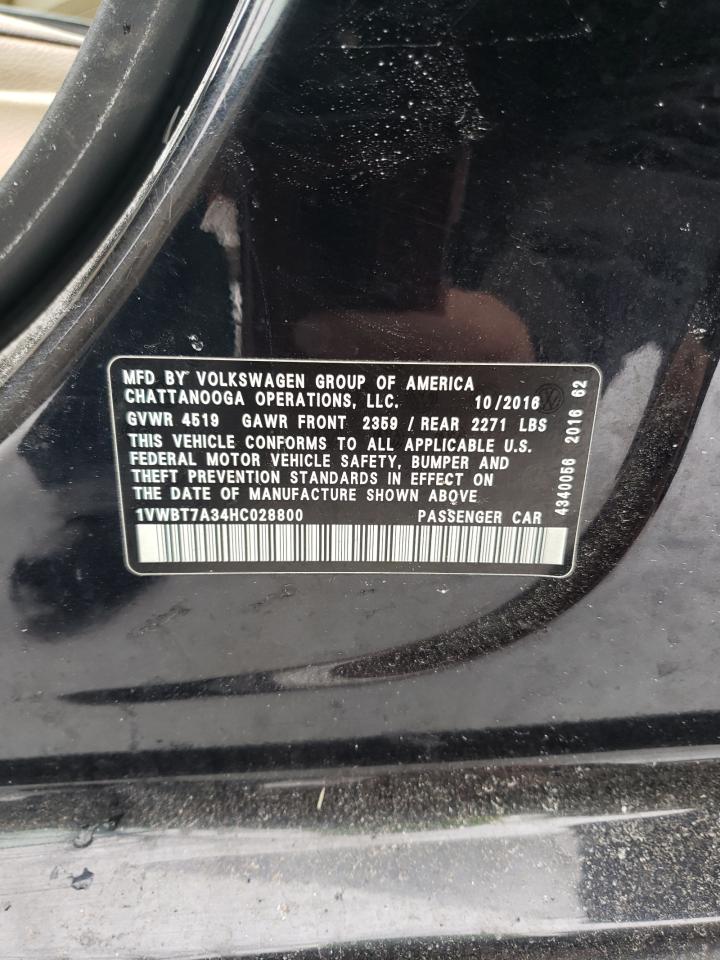 2017 Volkswagen Passat VIN 1VWBT7A34HC028800 Copart auction photo, front end damage thumbnail 12
