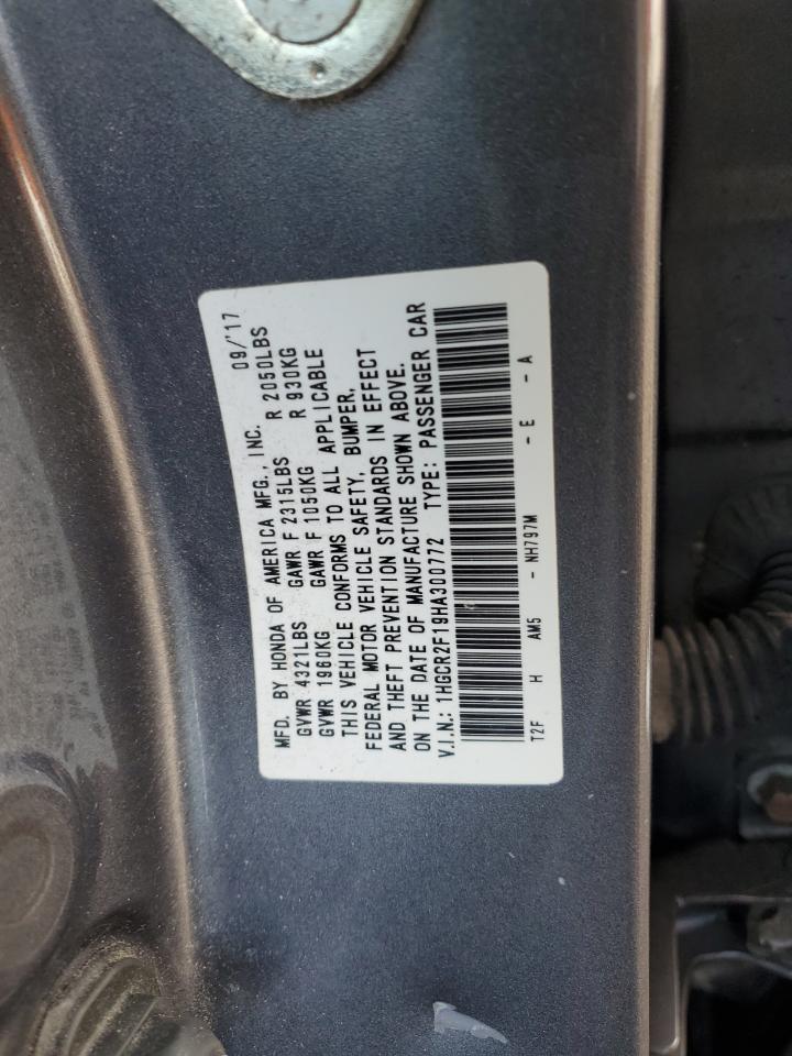 2017 Honda Accord VIN 1HGCR2F19HA300772 Copart auction photo, front end damage thumbnail 15