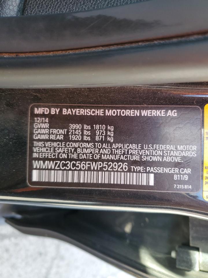 2015 MINI Cooper VIN WMWZC3C56FWP52926 Copart auction photo, front end damage thumbnail 13