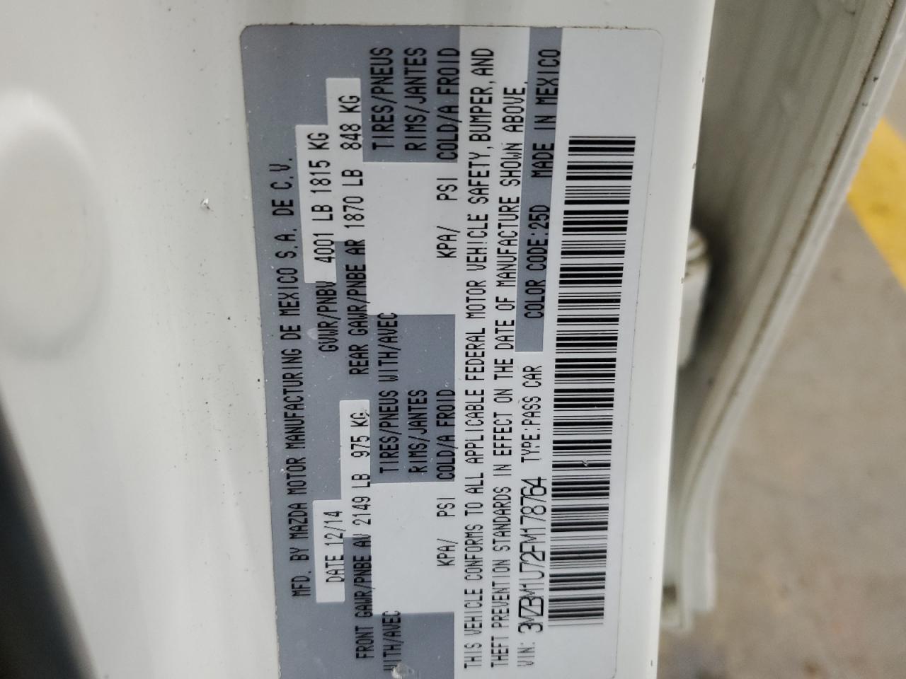 2015 Mazda 3 VIN 3MZBM1U72FM178764 Copart auction photo, front end damage thumbnail 12
