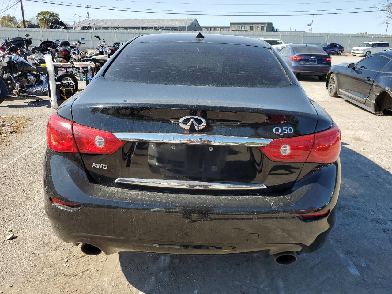 2014 Infiniti Q50 VIN JN1BV7AR2EM681491 Copart auction photo, undercarriage / front end damage thumbnail 6