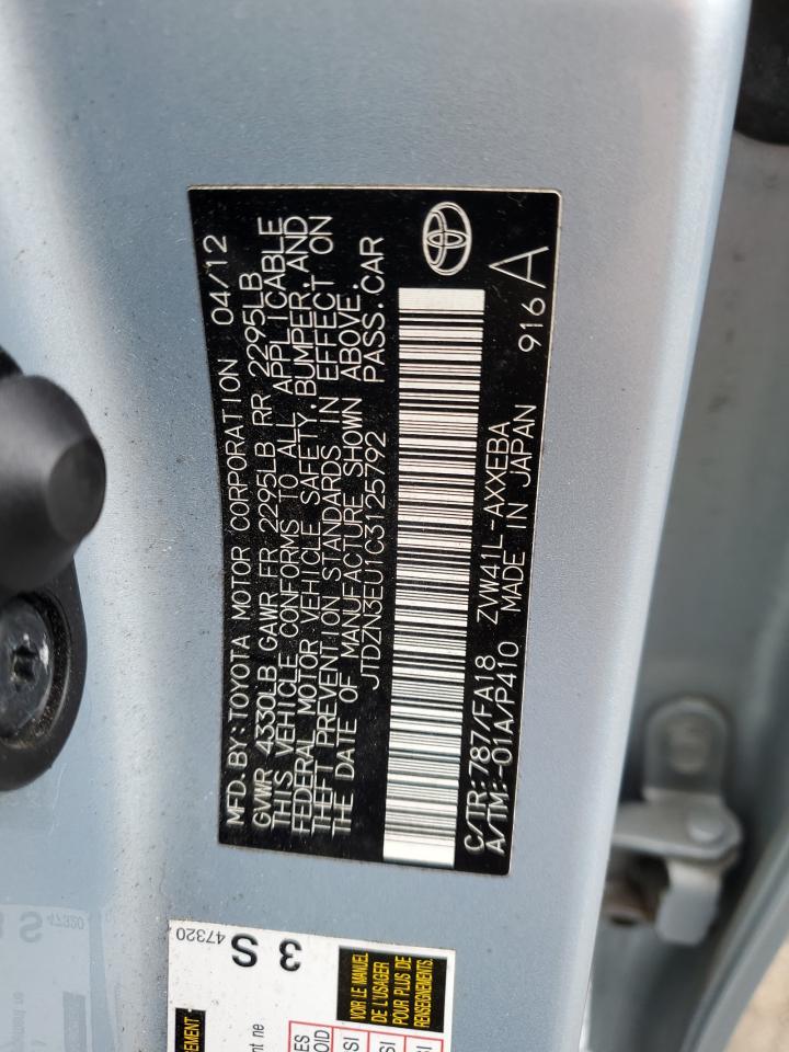 2012 Toyota Prius VIN JTDZN3EU1C3125792 Copart auction photo, front end / side damage thumbnail 13