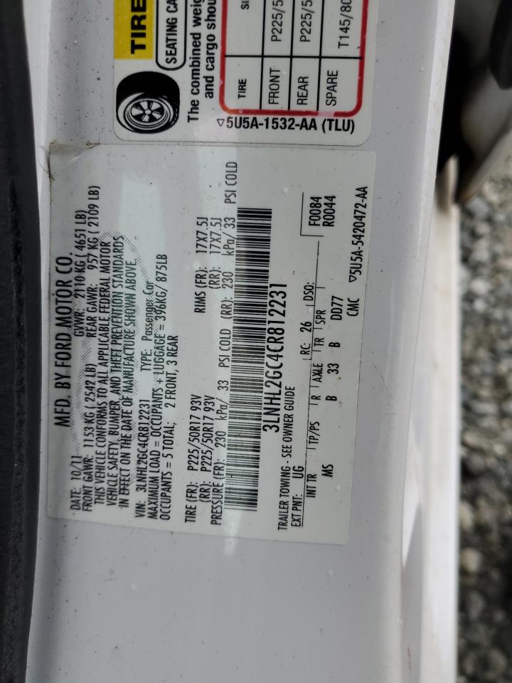 2012 Lincoln MKZ VIN 3LNHL2GC4CR812231 Copart auction photo, front end damage thumbnail 14