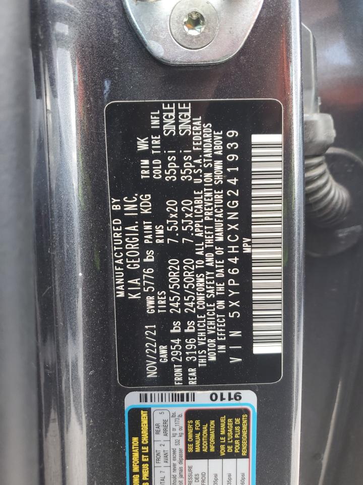 2022 KIA Telluride VIN 5XYP64HCXNG241939 Copart auction photo, front end damage thumbnail 13