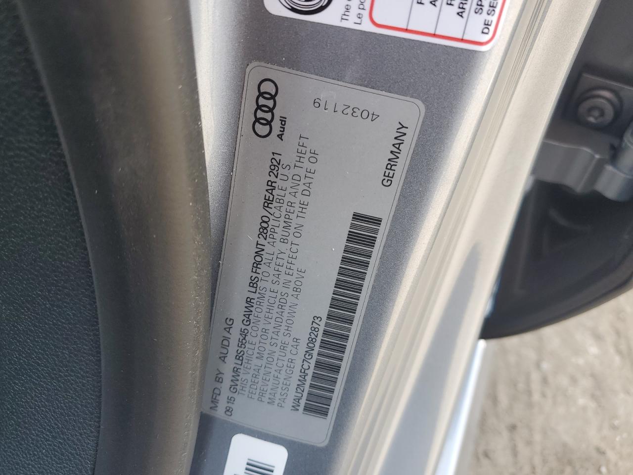 2016 Audi A7 VIN WAU2MAFC7GN082873 Copart auction photo, front end / minor dent/scratches damage thumbnail 12