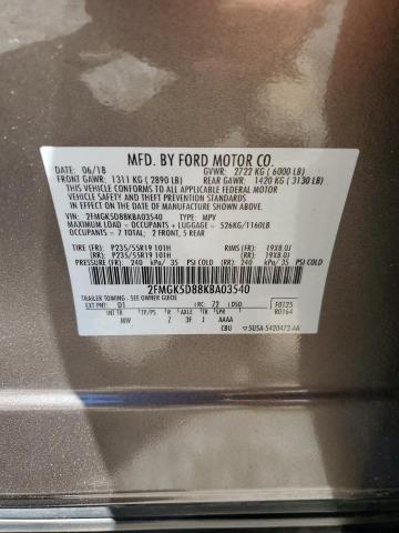 2019 Ford Flex VIN 2FMGK5D88KBA03540 Copart auction photo, all over damage thumbnail 13