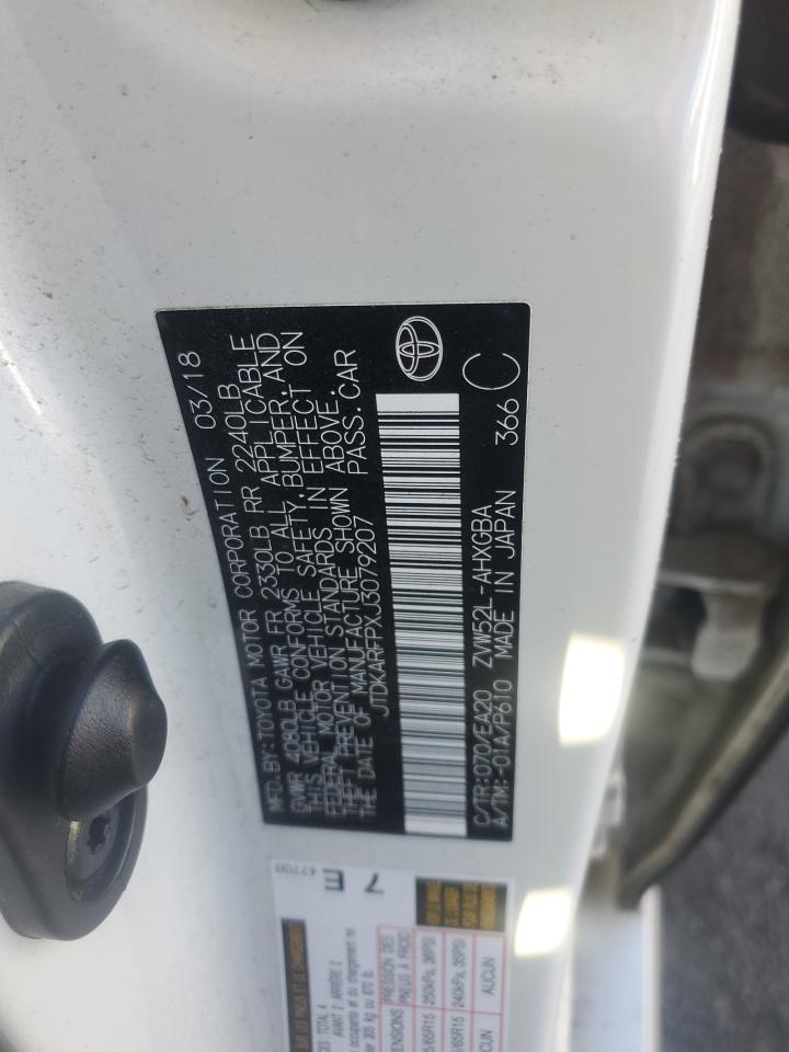 2018 Toyota Prius VIN JTDKARFPXJ3079207 Copart auction photo, all over damage thumbnail 12