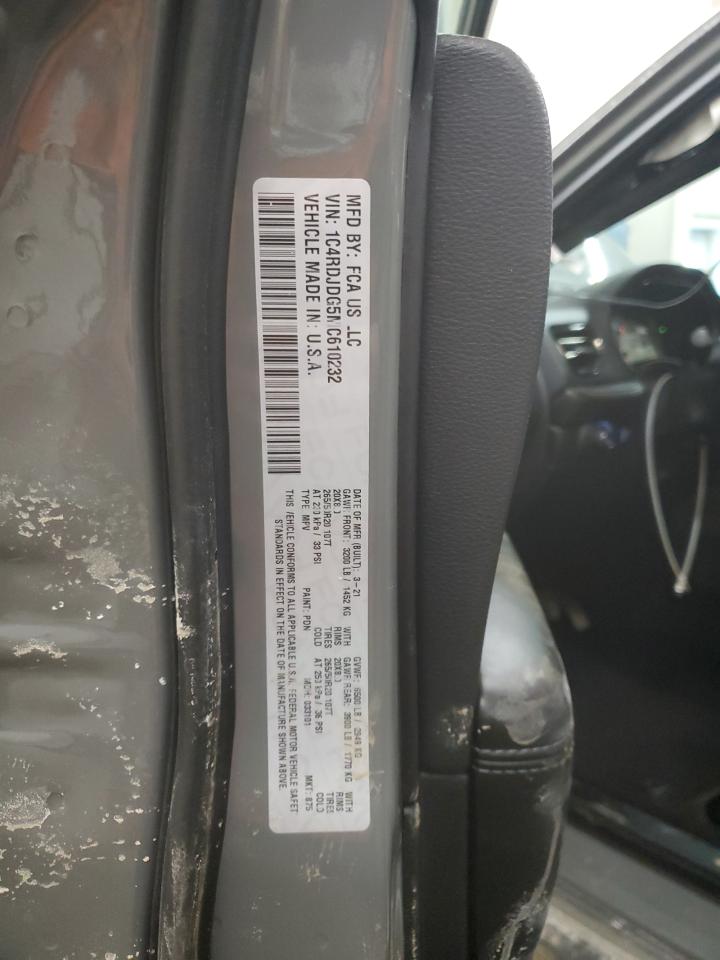 2021 Dodge Durango VIN 1C4RDJDG5MC610232 Copart auction photo, front end / rear end damage thumbnail 13