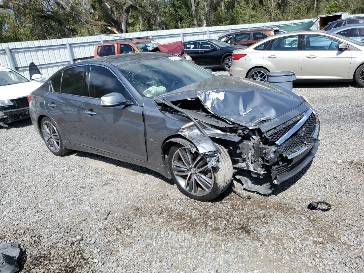 2014 Infiniti Q50 VIN JN1BV7AR8EM694827 Copart auction photo, front end damage thumbnail 4
