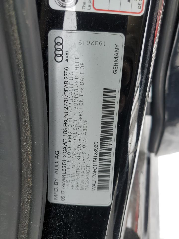 2017 Audi A6 VIN WAUH2AFC1HN128960 Copart auction photo, front end / minor dent/scratches damage thumbnail 13