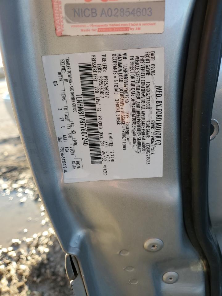 2007 Lincoln Town Car VIN 1LNHM81V87Y607240 Copart auction photo, front end damage thumbnail 12