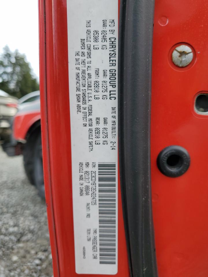 2014 Dodge Challenger VIN 2C3CDYBT2EH224725 Copart auction photo, front end damage thumbnail 12