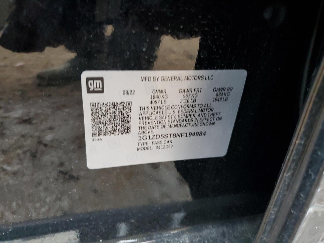 2022 Chevrolet Malibu VIN 1G1ZD5ST8NF194984 Copart auction photo, side damage thumbnail 14