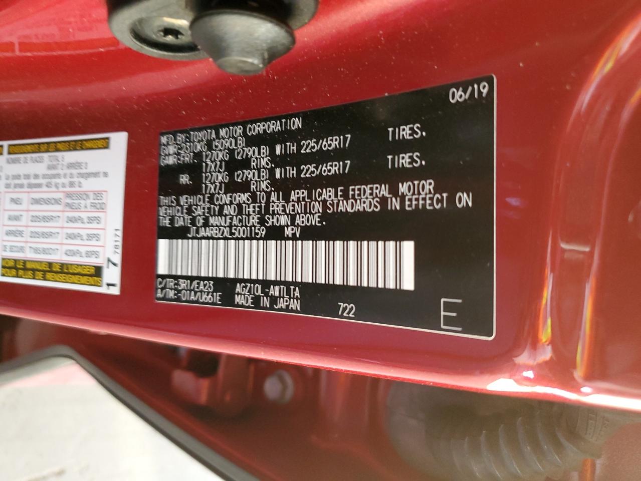 2020 Lexus NX VIN JTJAARBZXL5001159 Copart auction photo, front end / side damage thumbnail 15