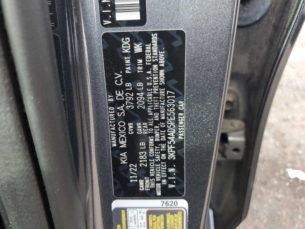 2023 KIA Forte VIN 3KPF54AD5PE563017 Copart auction photo, side / minor dent/scratches damage thumbnail 15