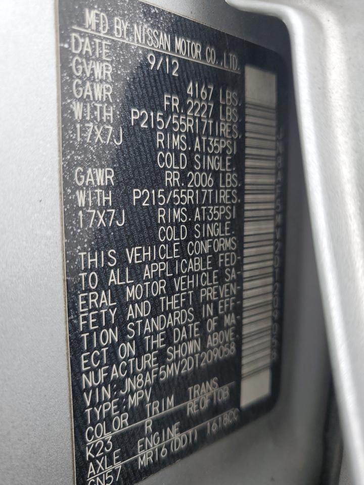 2013 Nissan Juke VIN JN8AF5MV2DT209058 Copart auction photo, side / mechanical damage thumbnail 15