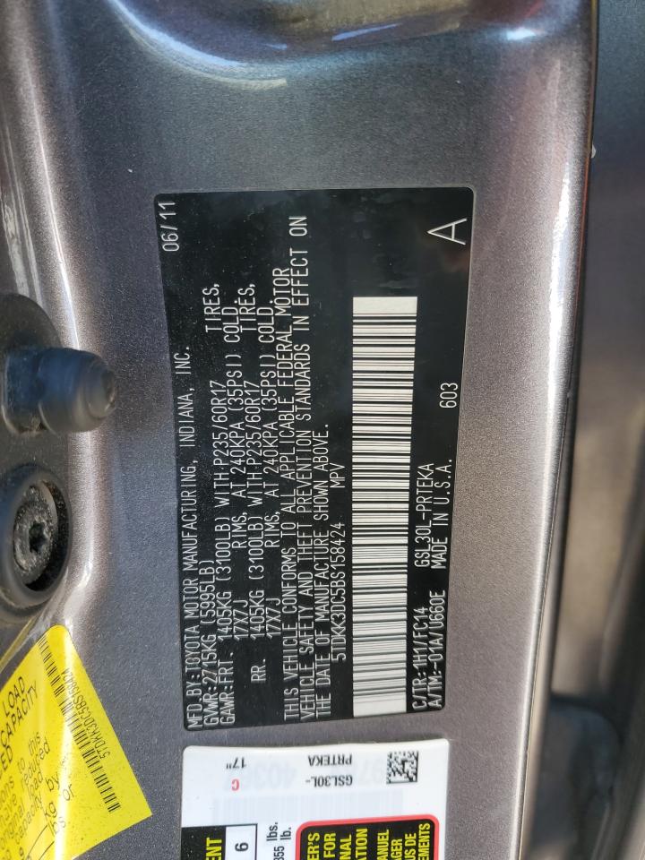 2011 Toyota Sienna VIN 5TDKK3DC5BS158424 Copart auction photo, front end / undercarriage damage thumbnail 13