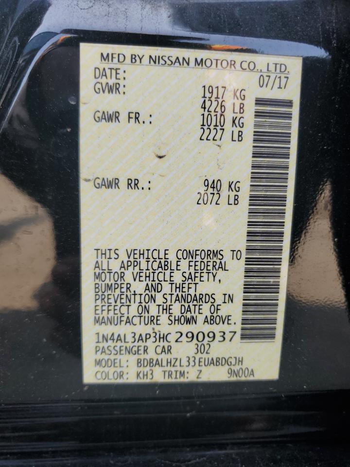2017 Nissan Altima VIN 1N4AL3AP3HC290937 Copart auction photo, all over damage thumbnail 12