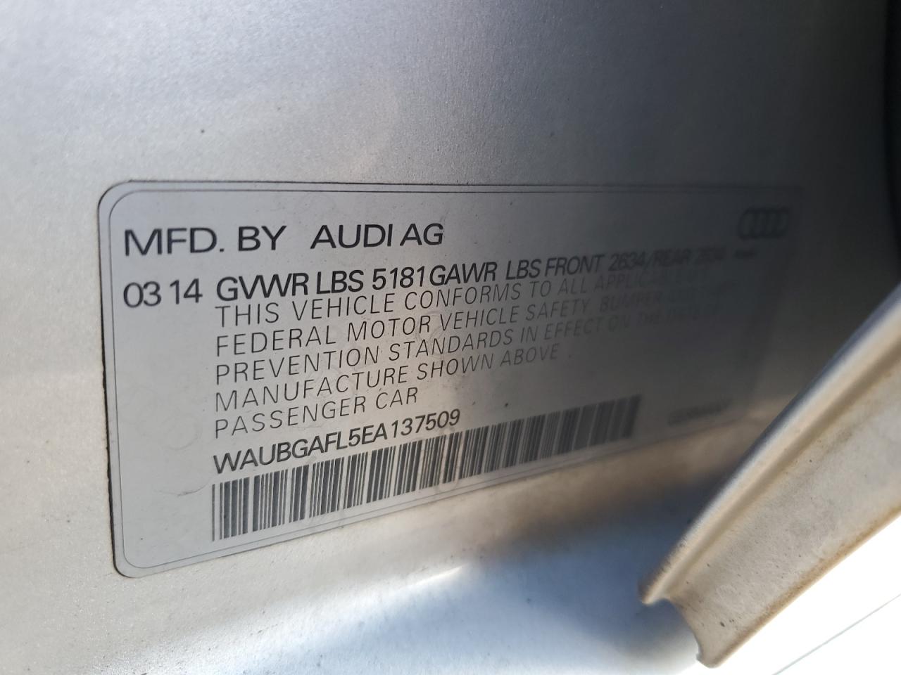 2014 Audi RS4 VIN WAUBGAFL5EA137509 Copart auction photo, side damage thumbnail 12