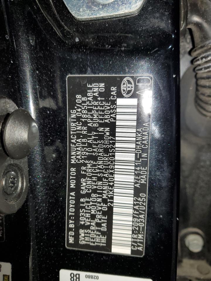 2009 Toyota Corolla VIN 2T1KE40EX9C015217 Copart auction photo, front end damage thumbnail 14