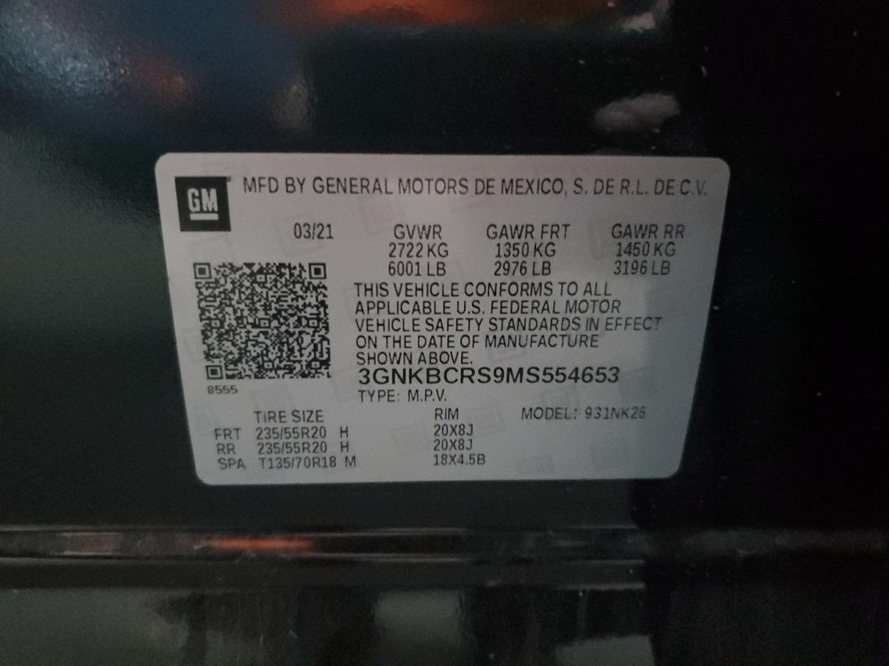 2021 Chevrolet Blazer VIN 3GNKBCRS9MS554653 Copart auction photo, front end damage thumbnail 15