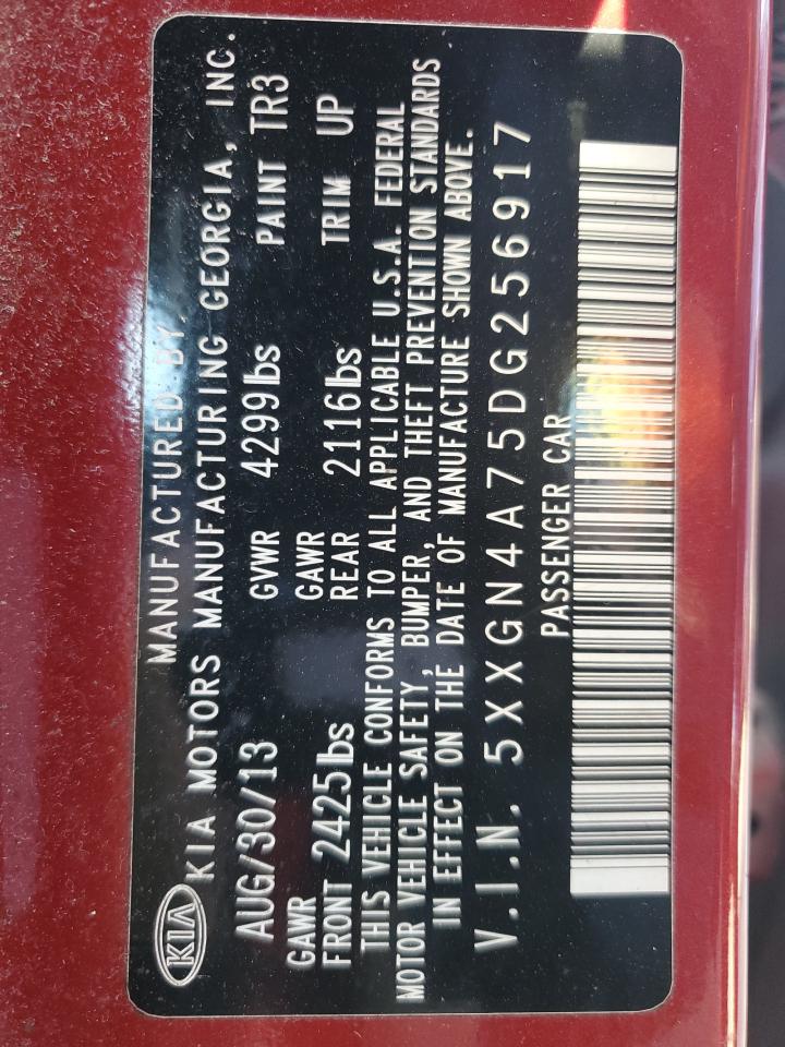 2013 KIA Optima VIN 5XXGN4A75DG256917 Copart auction photo, mechanical damage thumbnail 12