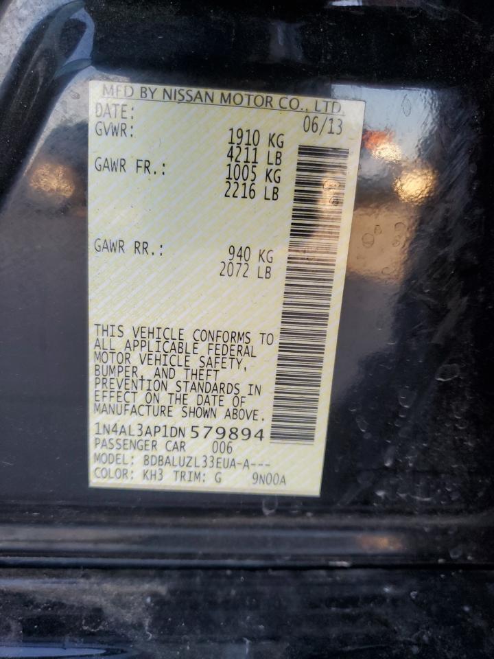 2013 Nissan Altima VIN 1N4AL3AP1DN579894 Copart auction photo, front end / rear end damage thumbnail 12