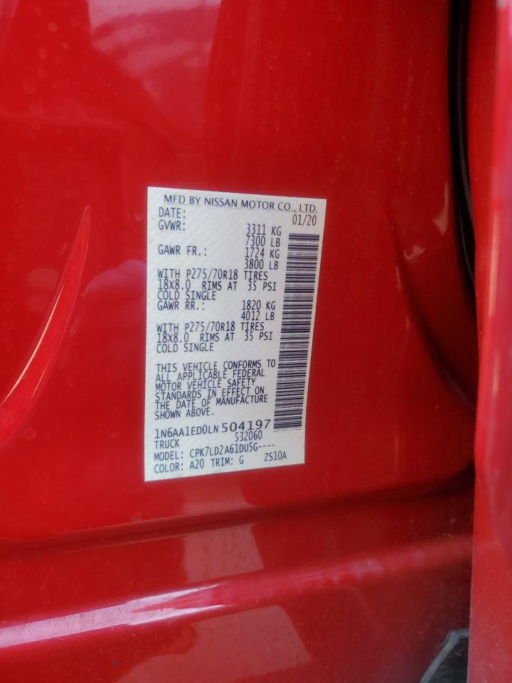 2020 Nissan Titan VIN 1N6AA1ED0LN504197 Copart auction photo, side damage thumbnail 12