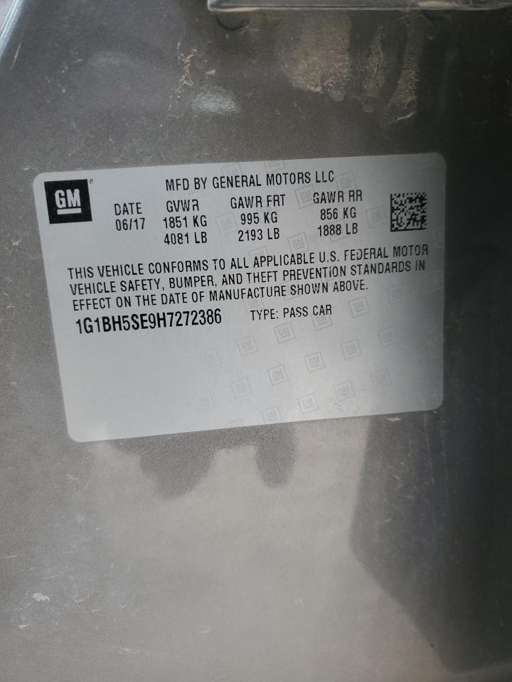 2017 Chevrolet Cruze VIN 1G1BH5SE9H7272386 Copart auction photo, vandalism damage thumbnail 14
