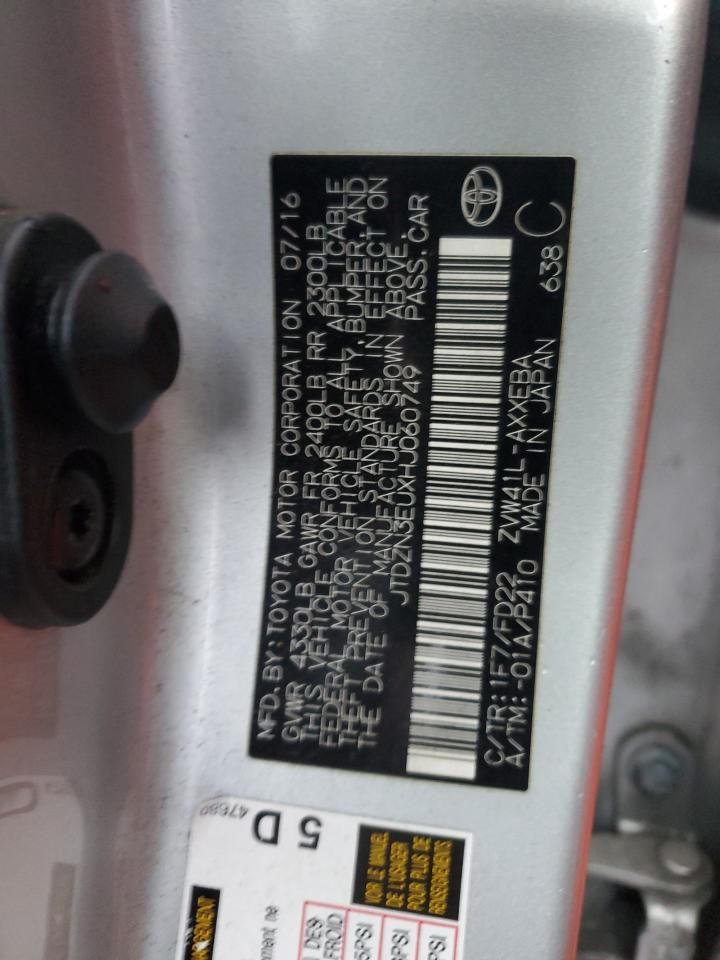 2017 Toyota Prius VIN JTDZN3EUXHJ060749 Copart auction photo, front end damage thumbnail 12