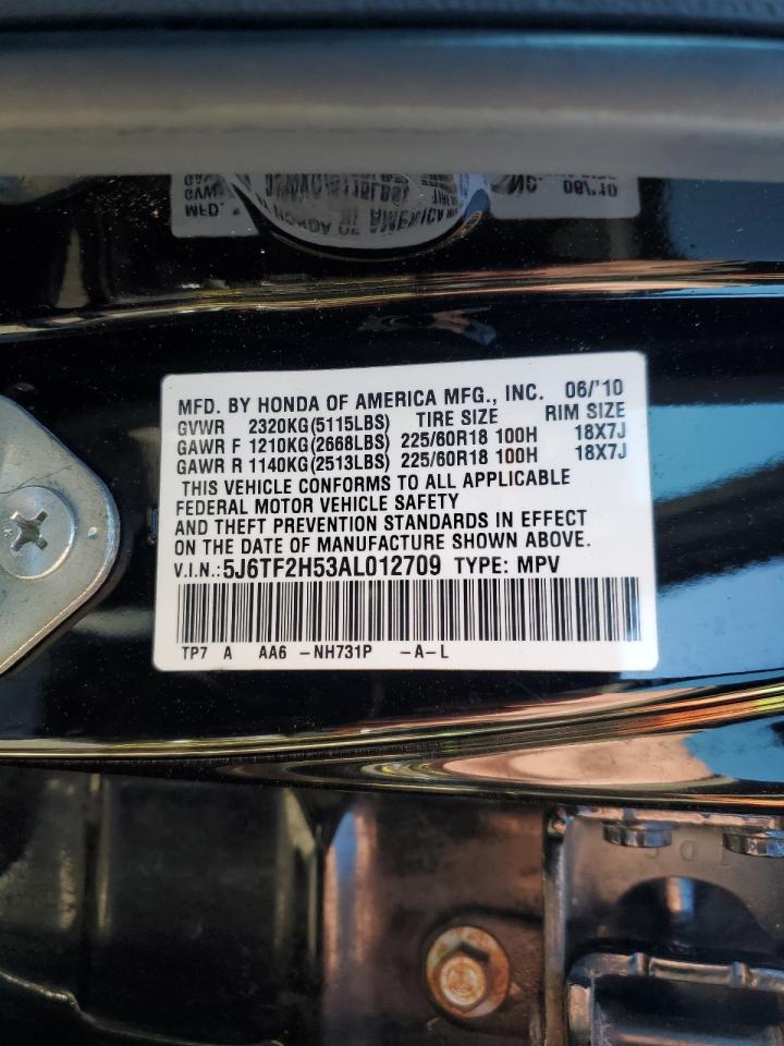 2010 Honda Accord VIN 5J6TF2H53AL012709 Copart auction photo, side damage thumbnail 14
