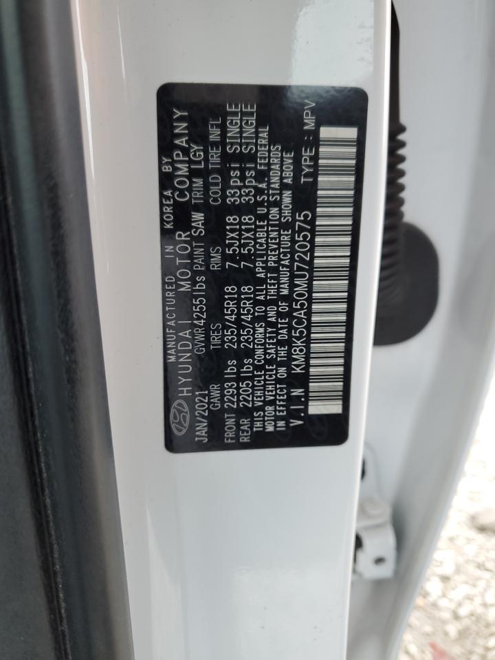 2021 Hyundai Kona VIN KM8K5CA50MU720575 Copart auction photo, front end / minor dent/scratches damage thumbnail 13