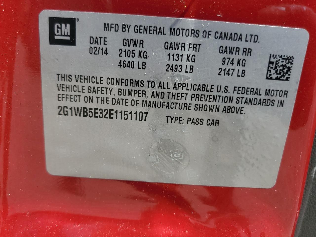 2014 Chevrolet Impala VIN 2G1WB5E32E1151107 Copart auction photo, front end / rear end damage thumbnail 13