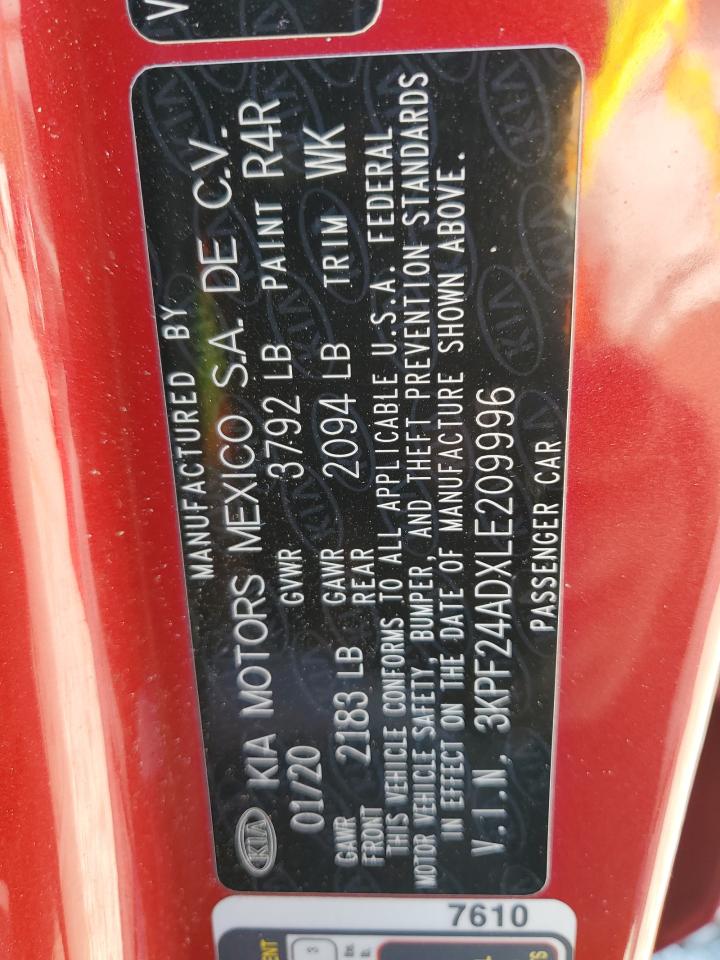 2020 KIA Forte VIN 3KPF24ADXLE209996 Copart auction photo, front end damage thumbnail 14