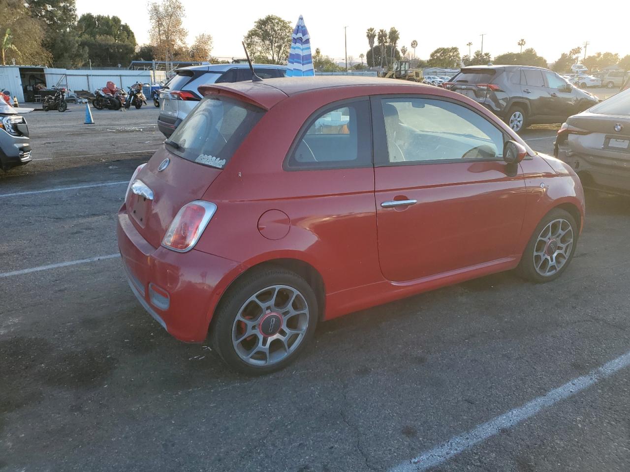 2012 Fiat 500 VIN 3C3CFFBR8CT108999 Copart auction photo, rear end / front end damage thumbnail 3